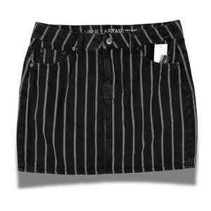 Vanilla Star Cotton Black Striped Denim Mini Skirt NWT 9